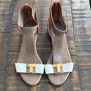 Tory Burch Chic Tan Orange and White Women's Sandals
